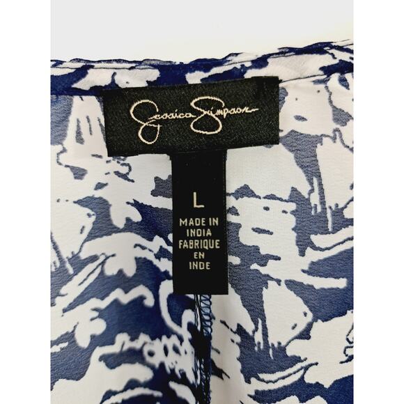 Jessica Simpson New! Blue Sailboat Print Blouse In Size Large Sheer Lined - Picture 4 of 7